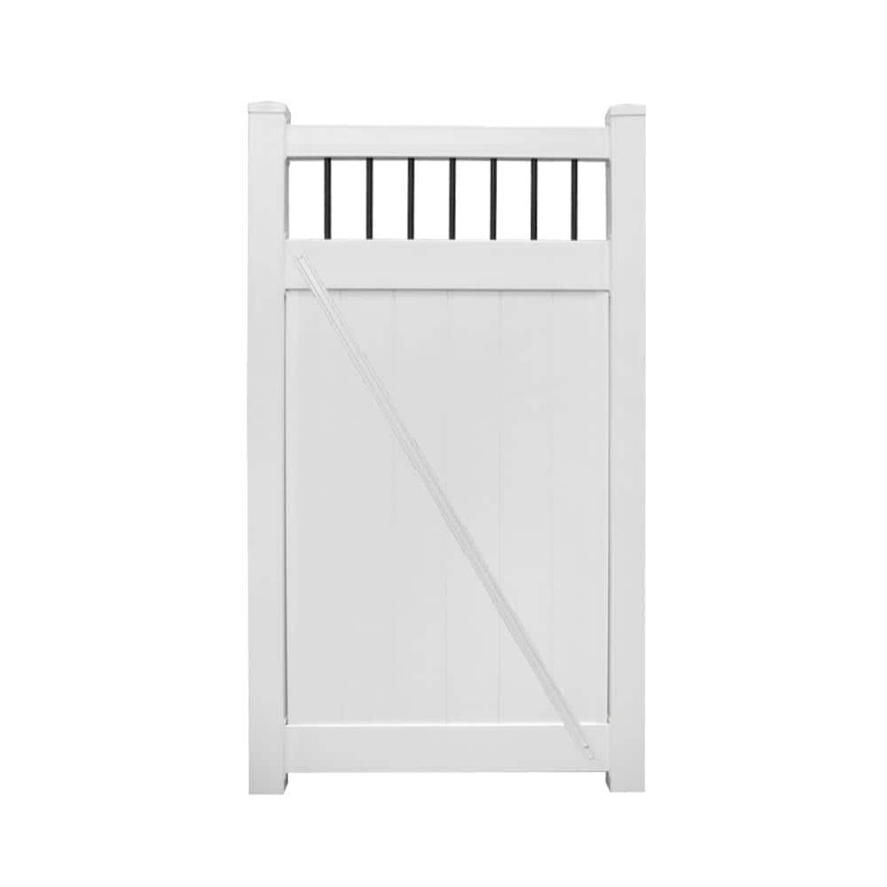 Weatherables Bradford 3.7 ft. W x 6 ft. H White Vinyl Privacy Fence Gate Kit