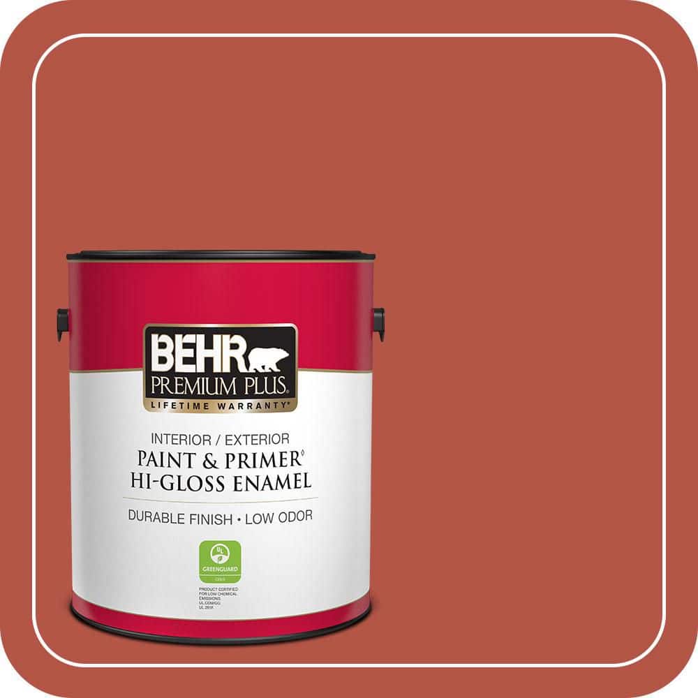 BEHR PREMIUM PLUS 1 gal. #T17-18 Hot and Spicy Hi-Gloss Enamel Interior/Exterior Paint & Primer