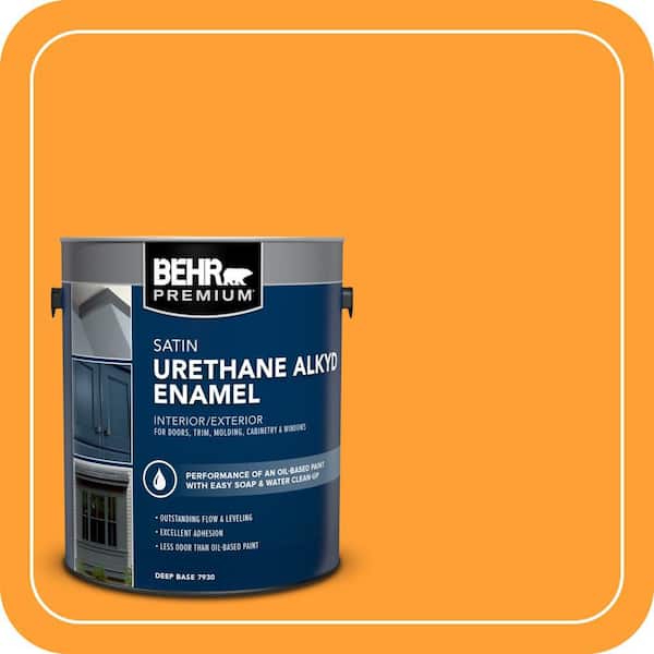 BEHR PREMIUM 1 gal. #P250-7 Blazing Bonfire Urethane Alkyd Satin Enamel Interior/Exterior Paint (2)