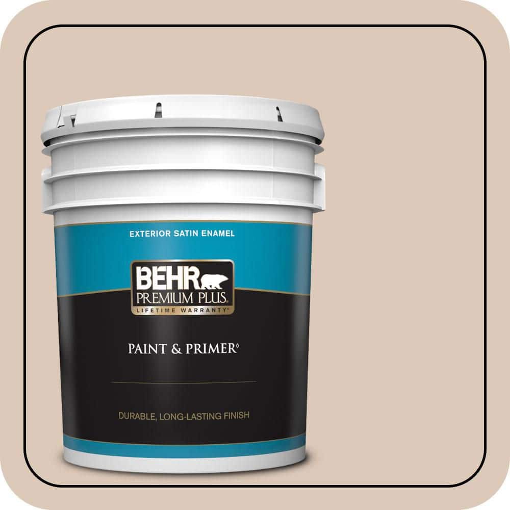BEHR PREMIUM PLUS 5 gal. #MQ3-09 Loft Light Satin Enamel Exterior Paint & Primer