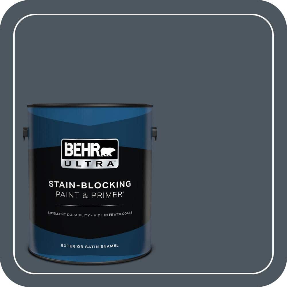 BEHR ULTRA 1 gal. #N480-7 Midnight Blue Satin Enamel Exterior Paint & Primer