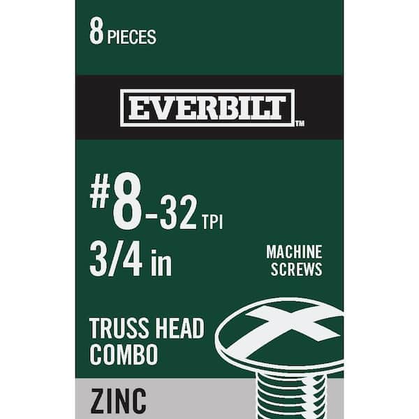 Everbilt #8-32 x 3/4 in. Phillips-Slotted Truss-Head Machine Screws (8-Pack) (2)