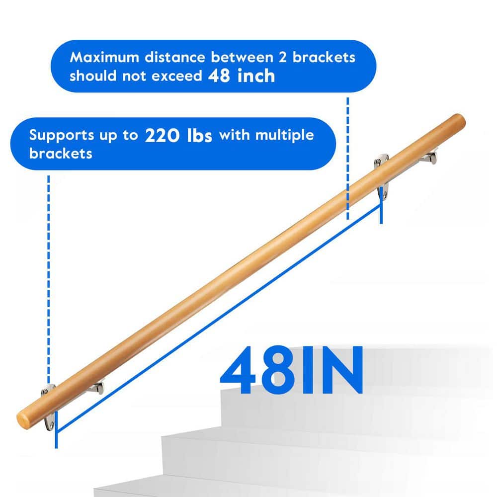 NVNOO 3.25 in. x 2.97 in. x 2.16 in. Heavy Duty Hand Rail Bracket for Stairways Handrail, Satin Nickel (6-Pack) (2)