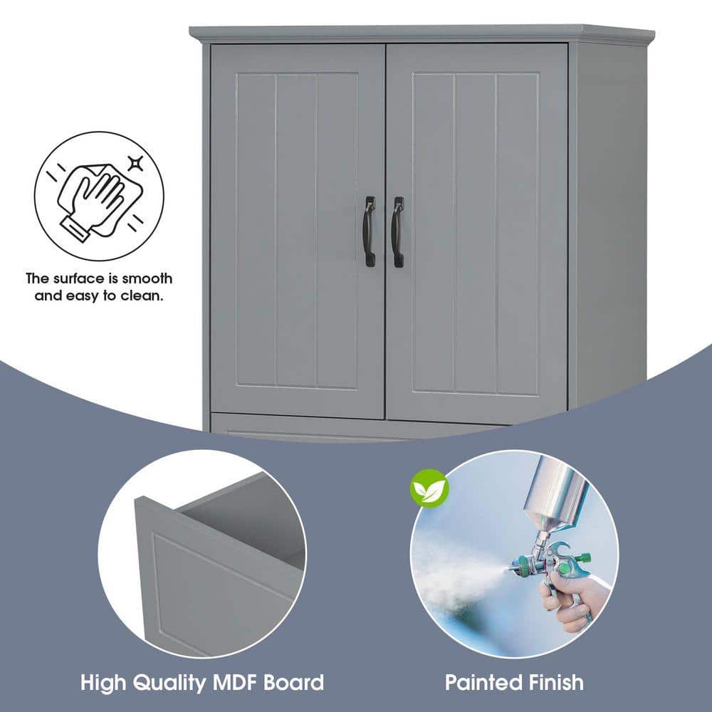 COWLOWN 29.9 in. W x 15.7 in. D x 65.8 in. H Gray Linen Cabinet with Doors and Drawer (3)