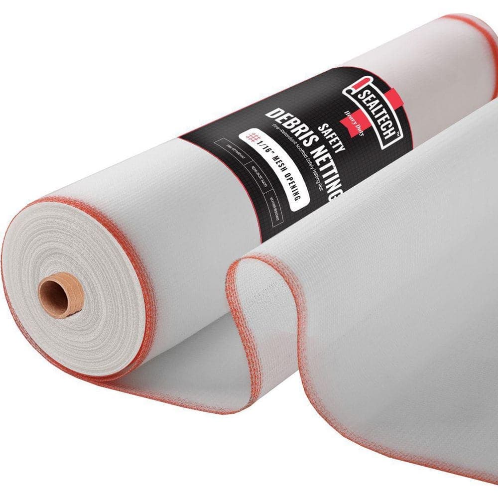 SEALTECH White-10 ft.. X 200 ft. Debris Netting Rolls - Fire Retardant, 1/16 in. Mesh Roll