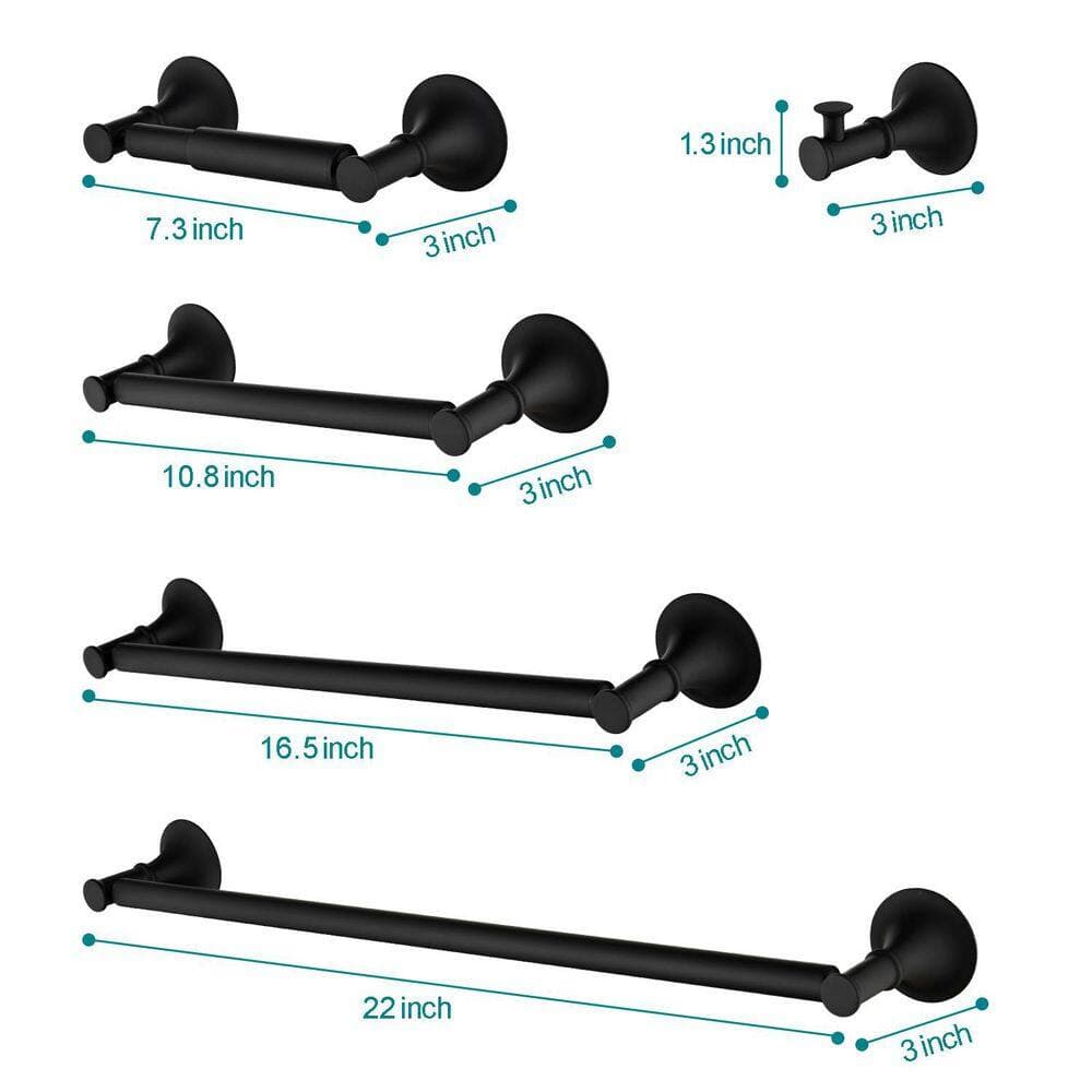 Buruis Piece Bath Hardware Set with Toilet Paper Holder, Towel Hook and Towel Bar Matte (3)