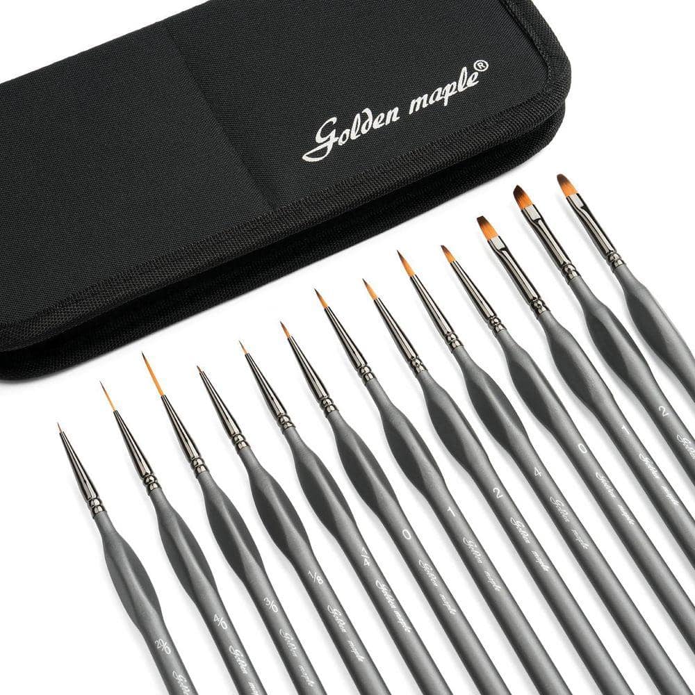 KIWDZFU 13-Pcs Miniature Paint Brushes Set for Fine Detail Acrylic Watercolor Oil Models Grey