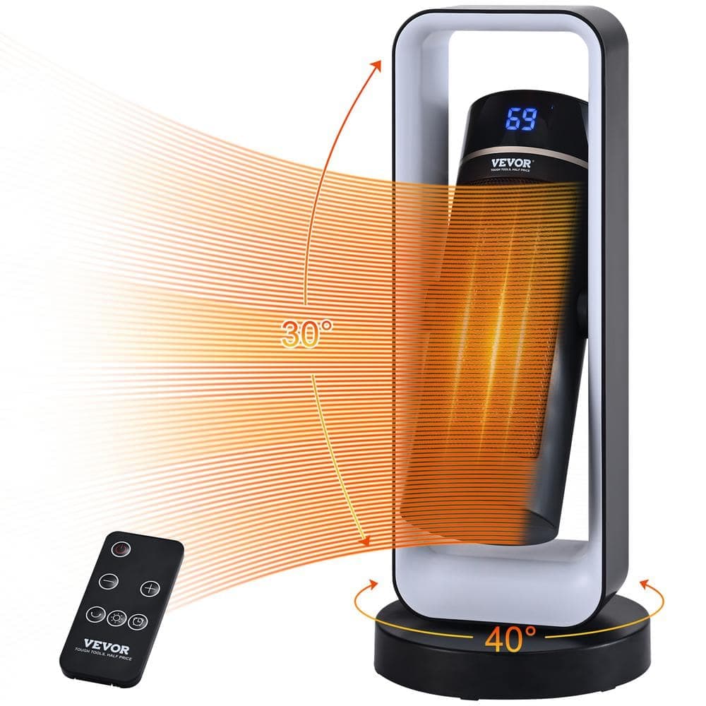VEVOR 1000-Watt/1500-Watt 20 in. Electric Ceramic Space Heater with Thermostat Remote Control 2-Level Adjustable Heater Fan (1)