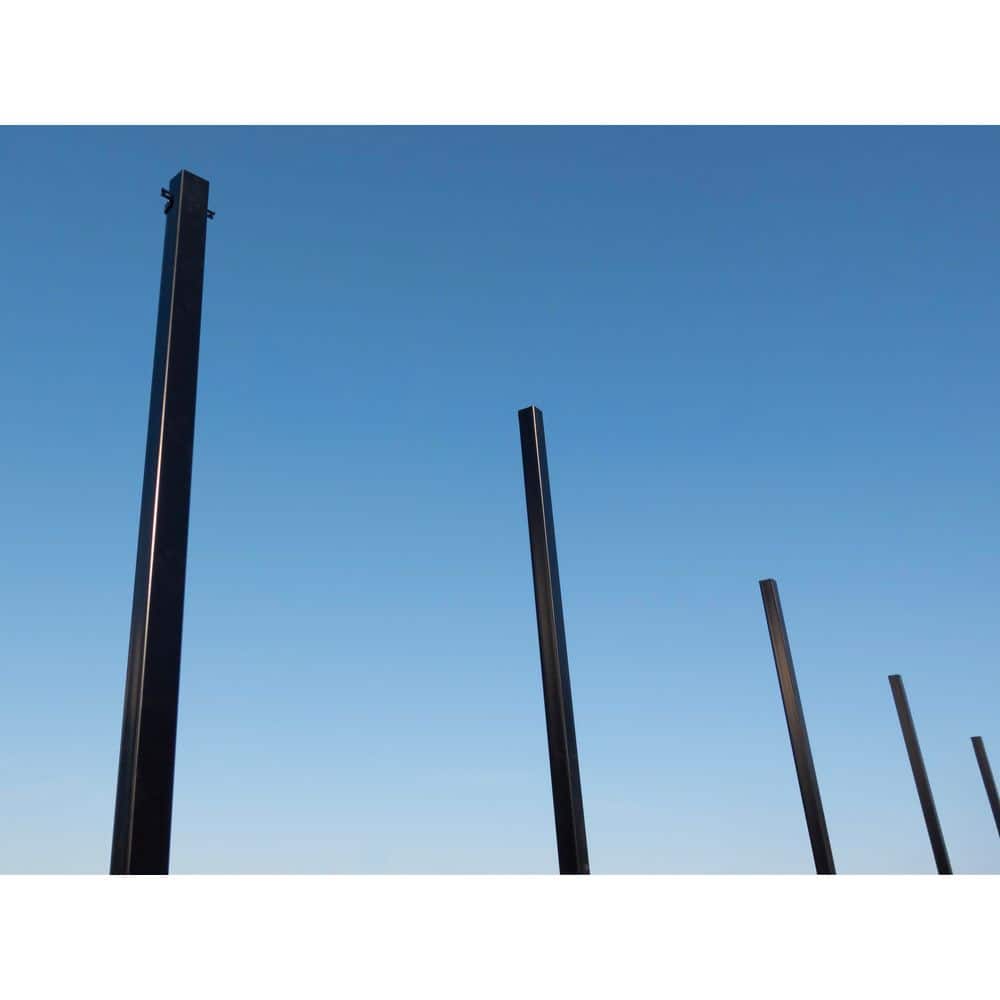 TARTER Square 2-3/8 in. x 2-3/8 in. x 6'7 ft. Poly Cap Inline Fence Black Steel Post (1-Pack) (2)
