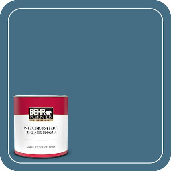 BEHR PREMIUM PLUS 1 qt. #PMD-24 Lake Stream Hi-Gloss Enamel Interior/Exterior Paint & Primer (2)