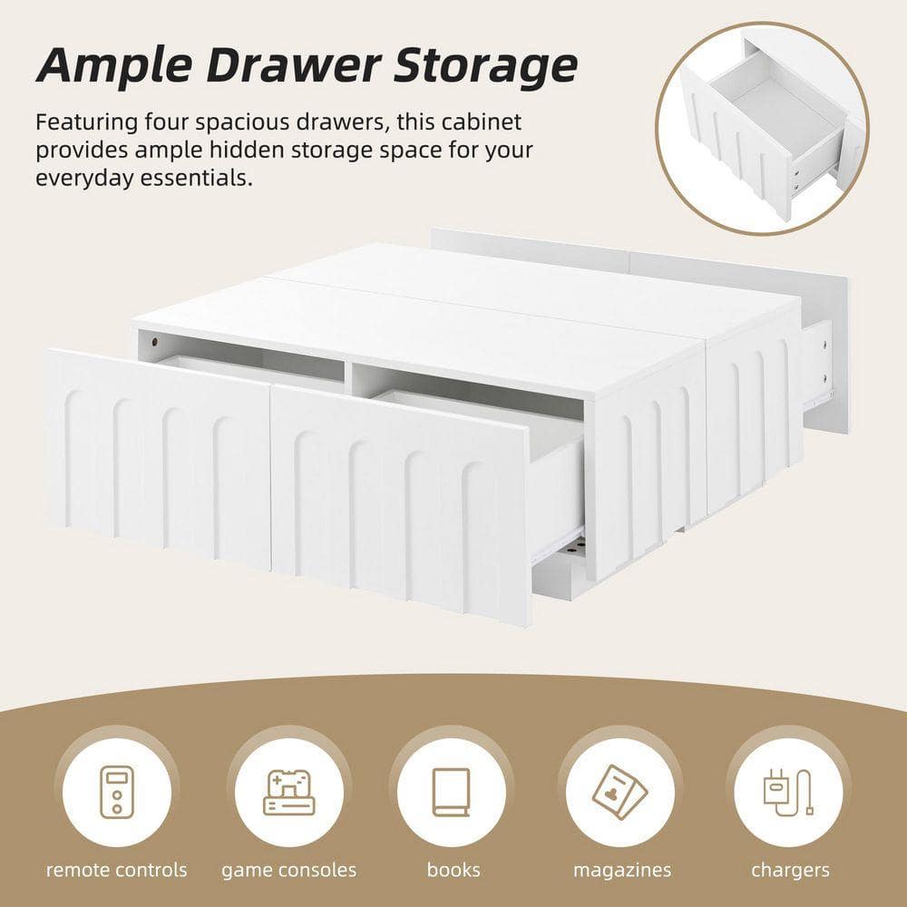 COWLOWN 70.8 in. W x 15.7 in. D x 13.7 in. H Bathroom White Linen Cabinet (3)