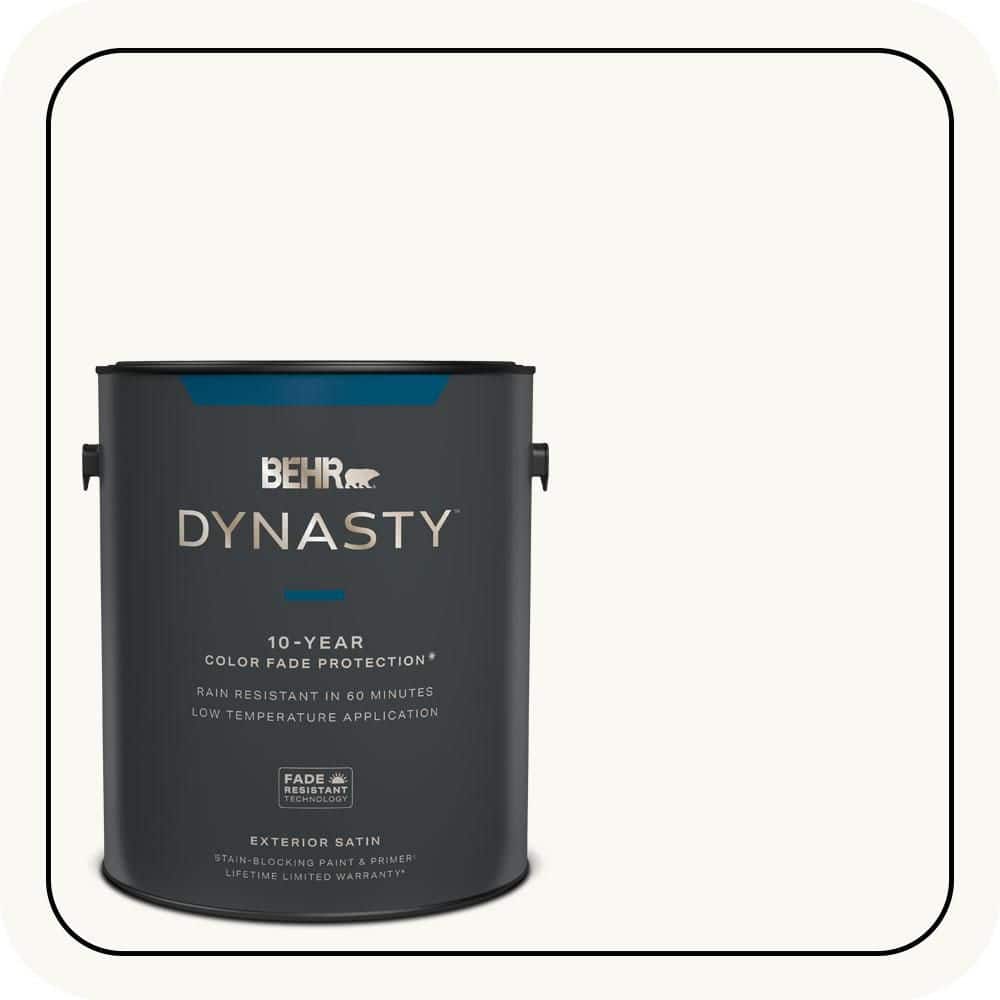 BEHR DYNASTY 1 gal. #PR-W15 Ultra Pure White Satin Enamel Exterior Stain-Blocking Paint & Primer