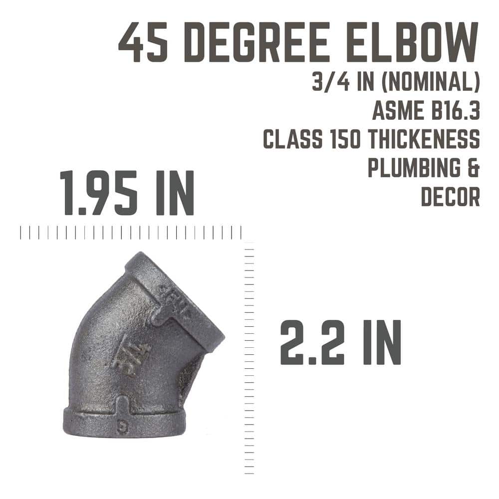 STZ 3/4 in. Black Iron Degree Elbow (2)
