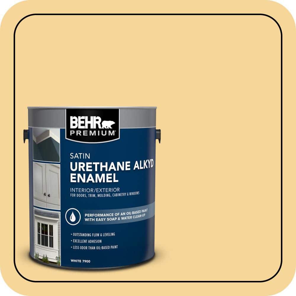 BEHR PREMIUM 1 gal. #350C-3 Applesauce Urethane Alkyd Satin Enamel Interior/Exterior Paint