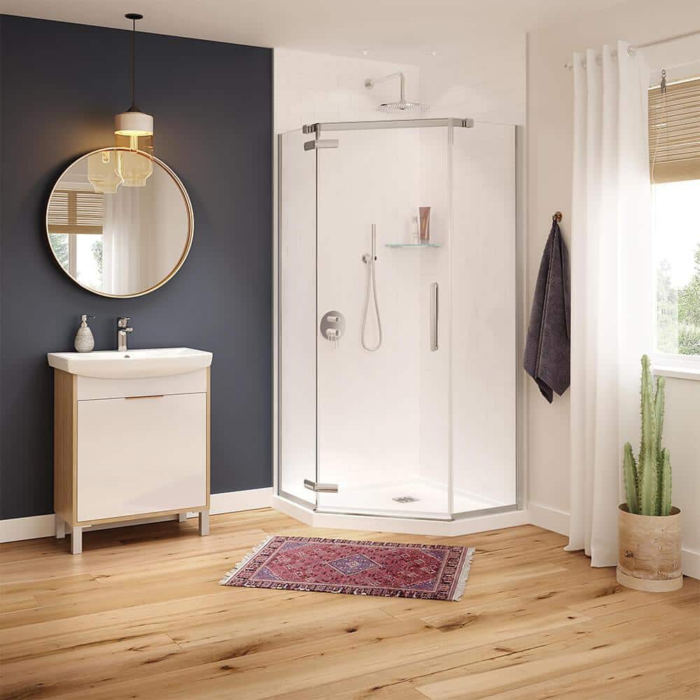 MAAX Hana 38 in. x 38 in. x 75 in. Frameless Neo-Angle Pivot Shower Door in Chrome (1)
