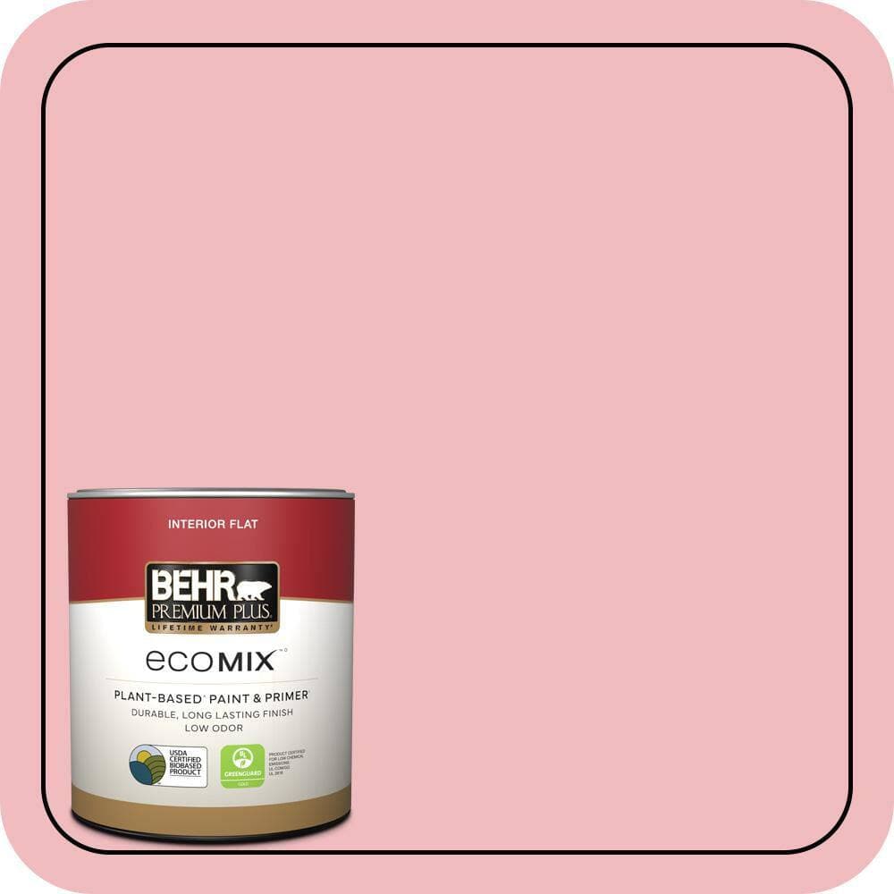 BEHR PREMIUM PLUS 1 qt. #P160-2 Blush Rush Flat EcoMix Plant-Based Interior Paint & Primer (1)