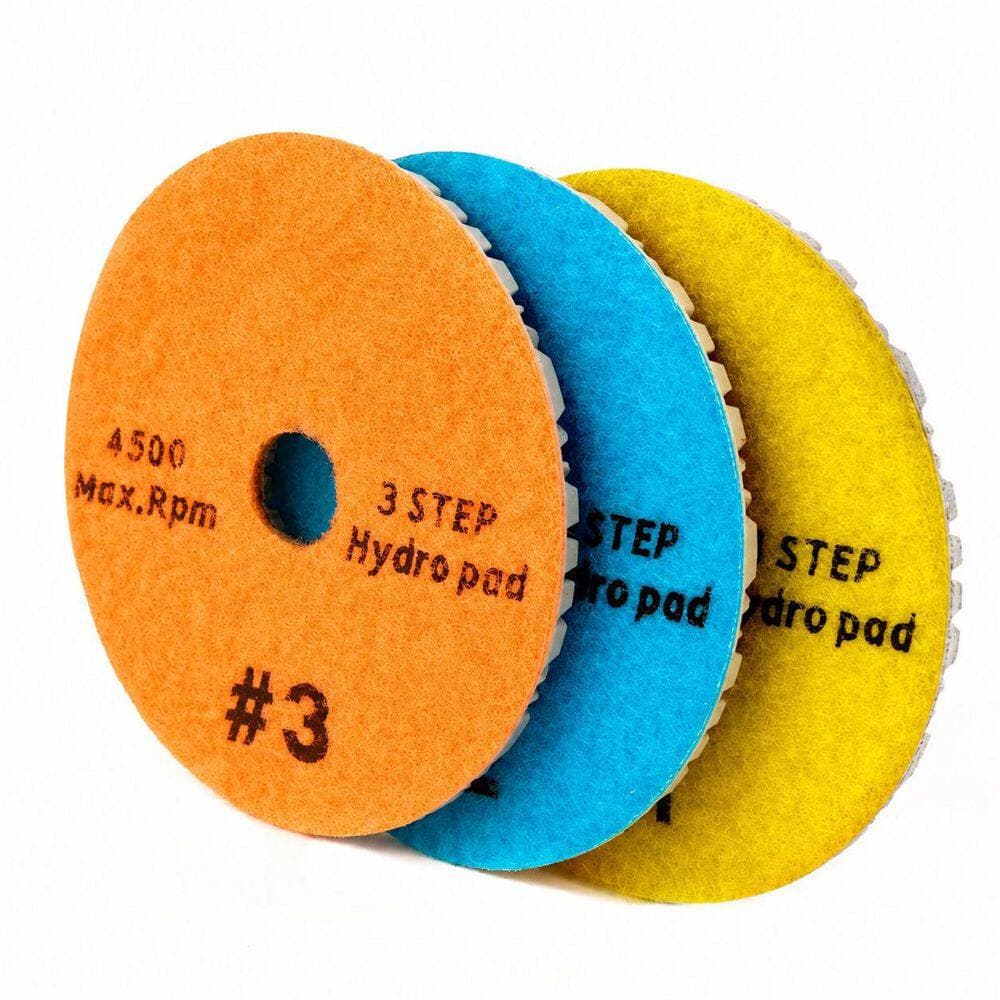 LAIFUCAM 4 Inch Diamond Resin Polishing Pads with 3mm Thickness for Granite Quartz Marble Concrete Terrazzo Wet Dry (2)