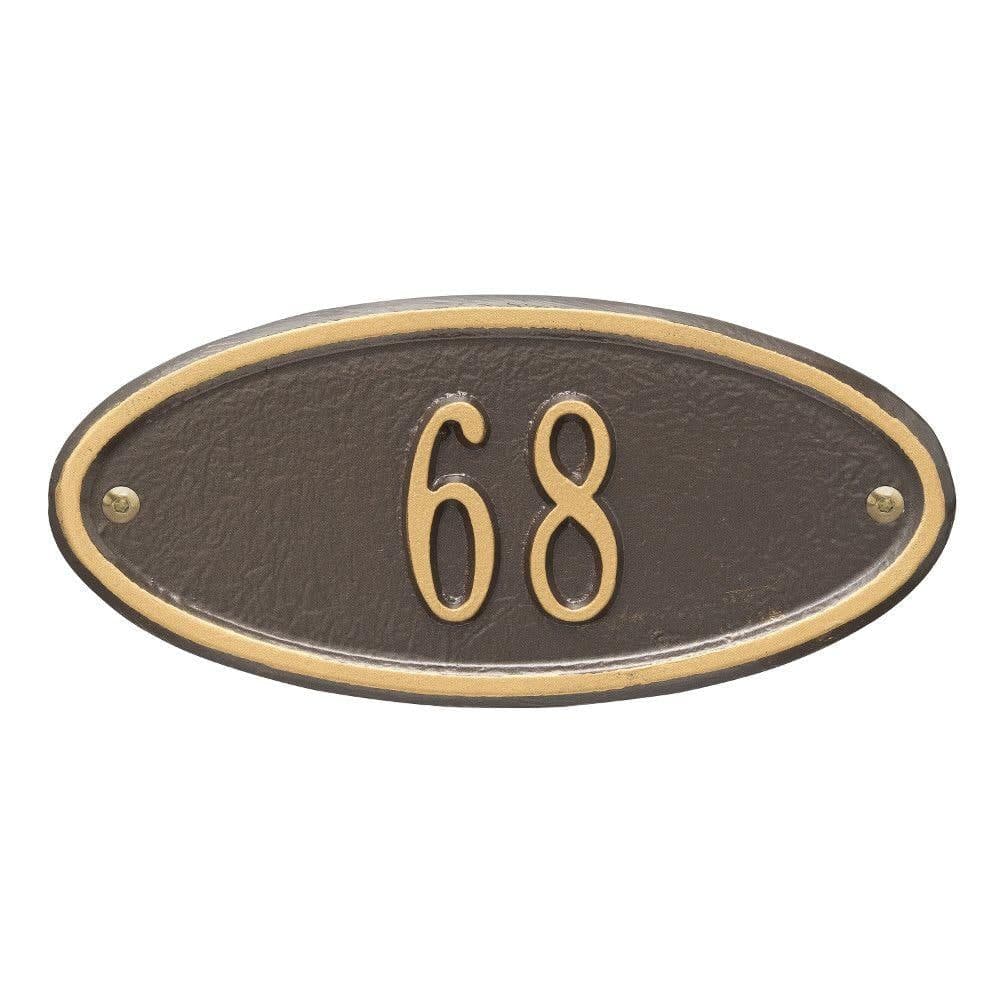 Whitehall Products Madison Petite Oval Bronze/Gold Wall 1-Line Address Plaque