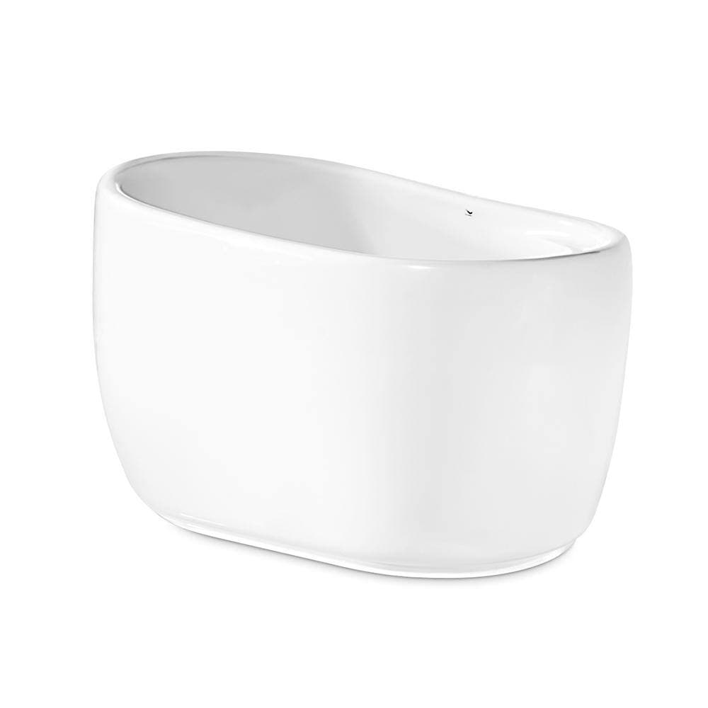 Streamline 51 in. Acrylic Flatbottom Non-Whirlpool Bathtub in Glossy White with Brushed Nickel Drain and Overflow Cover (2)