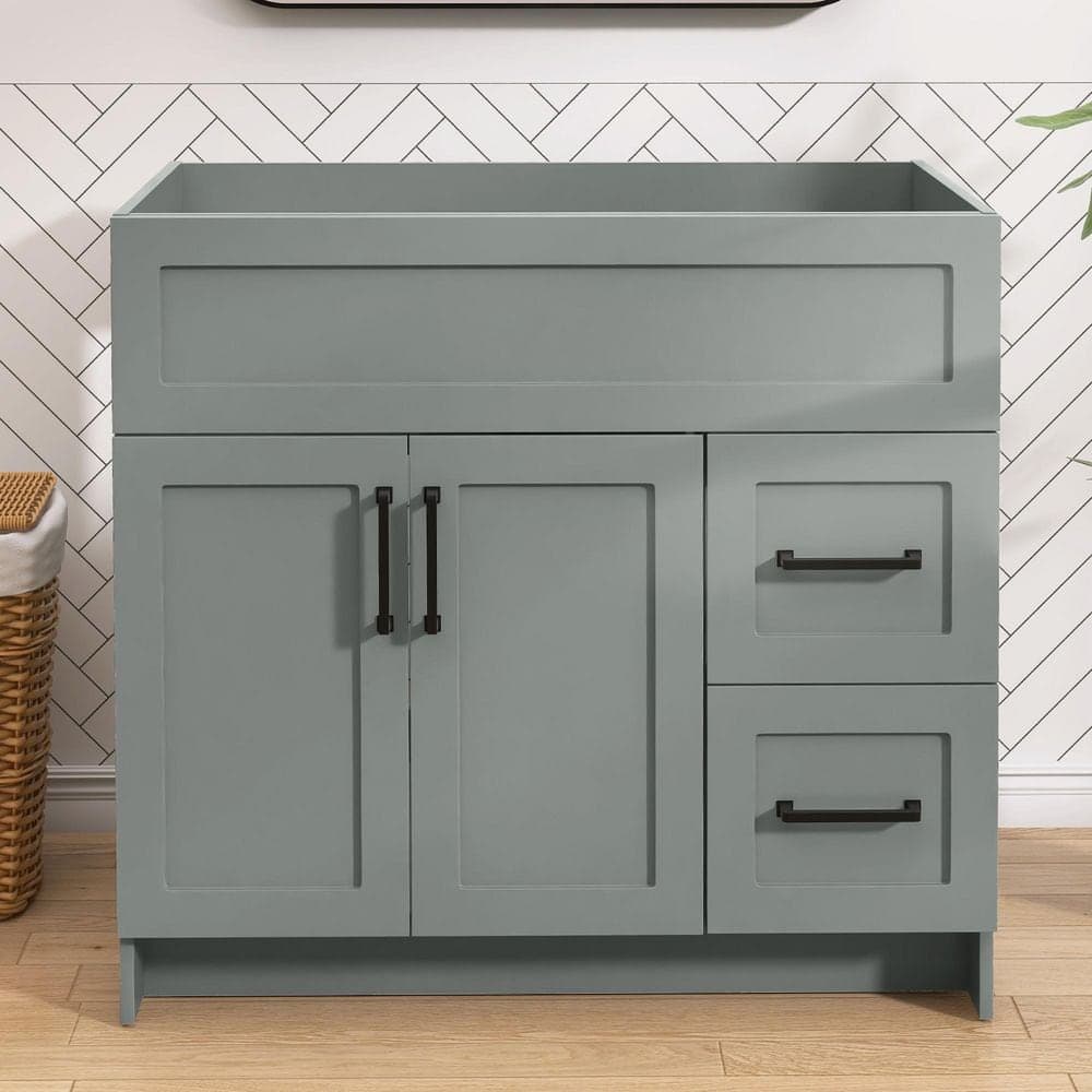 Zeafive Mox 36 in. W x 21.5 in. D x 33.5 in. H Freestanding Bathroom Vanity Cabinet without Top in Sky Gray Unassembled (1)