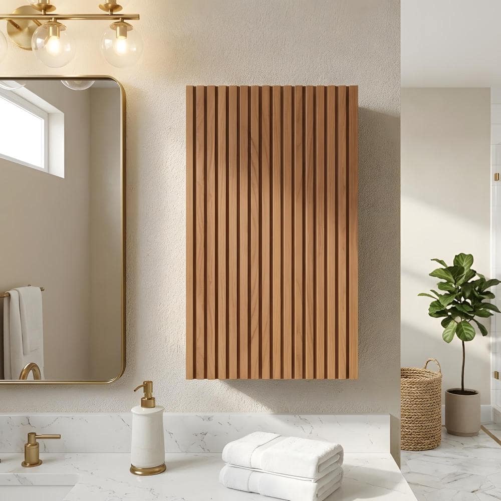 Zuvandra 13.78"W x 11.81"D x 23.62"H Plywood Bathroom Wall Cabinet in Brown Oak (1)