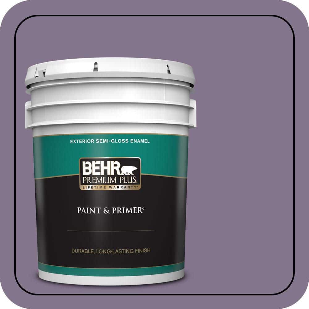 BEHR PREMIUM PLUS 5 gal. #S100-5 Purple Potion Semi-Gloss Enamel Exterior Paint & Primer