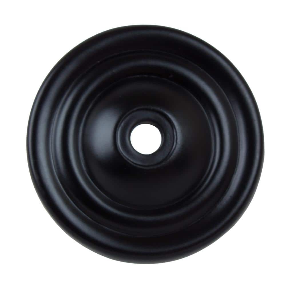 GlideRite 1-1/2 in. Matte Black Round Thin Classic Cabinet Knob Backplate (10-Pack)