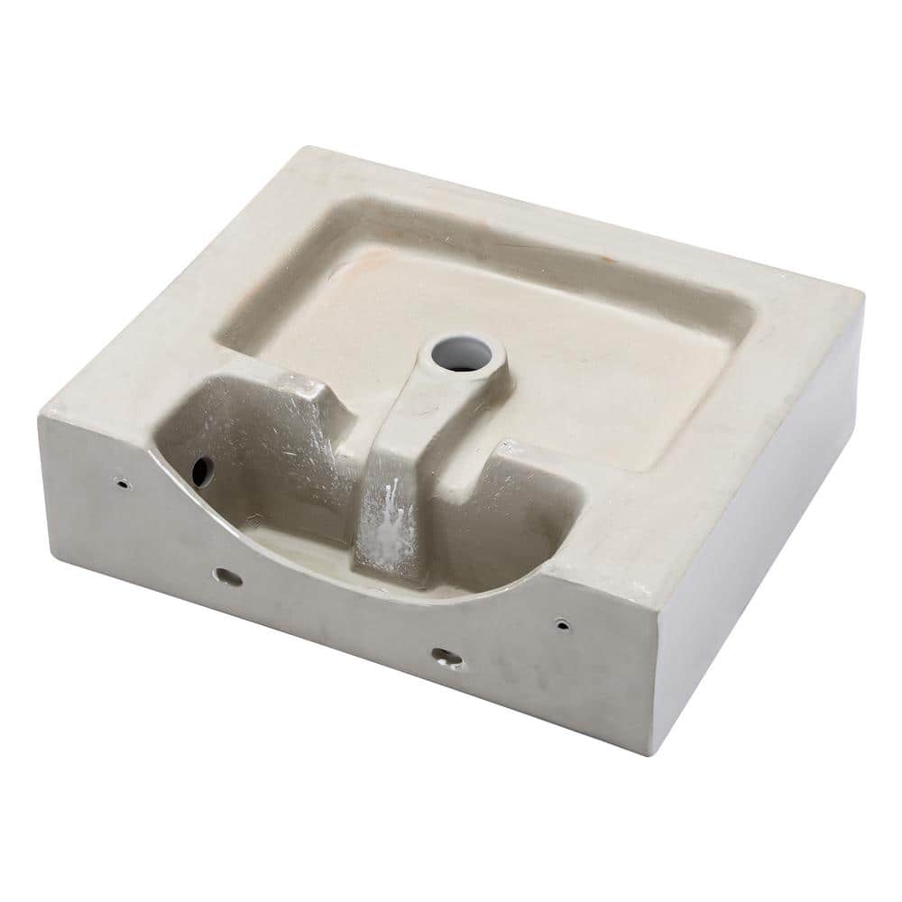 cadeninc 21 in. x 16 in. White Ceramic Rectangular Wall Mounted Bathroom Sink with Faucet Hole and Overflow (3)