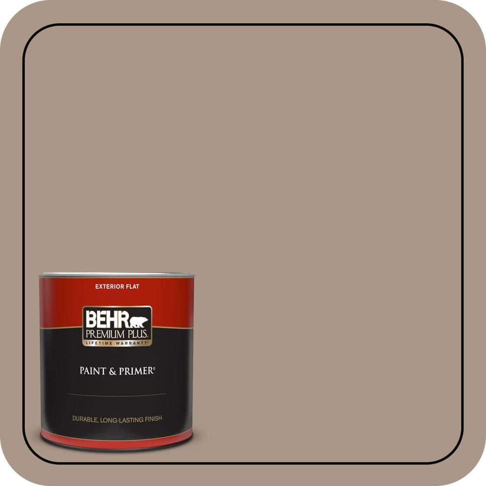 BEHR PREMIUM PLUS 1 qt. #N230-4 Chic Taupe Flat Exterior Paint & Primer