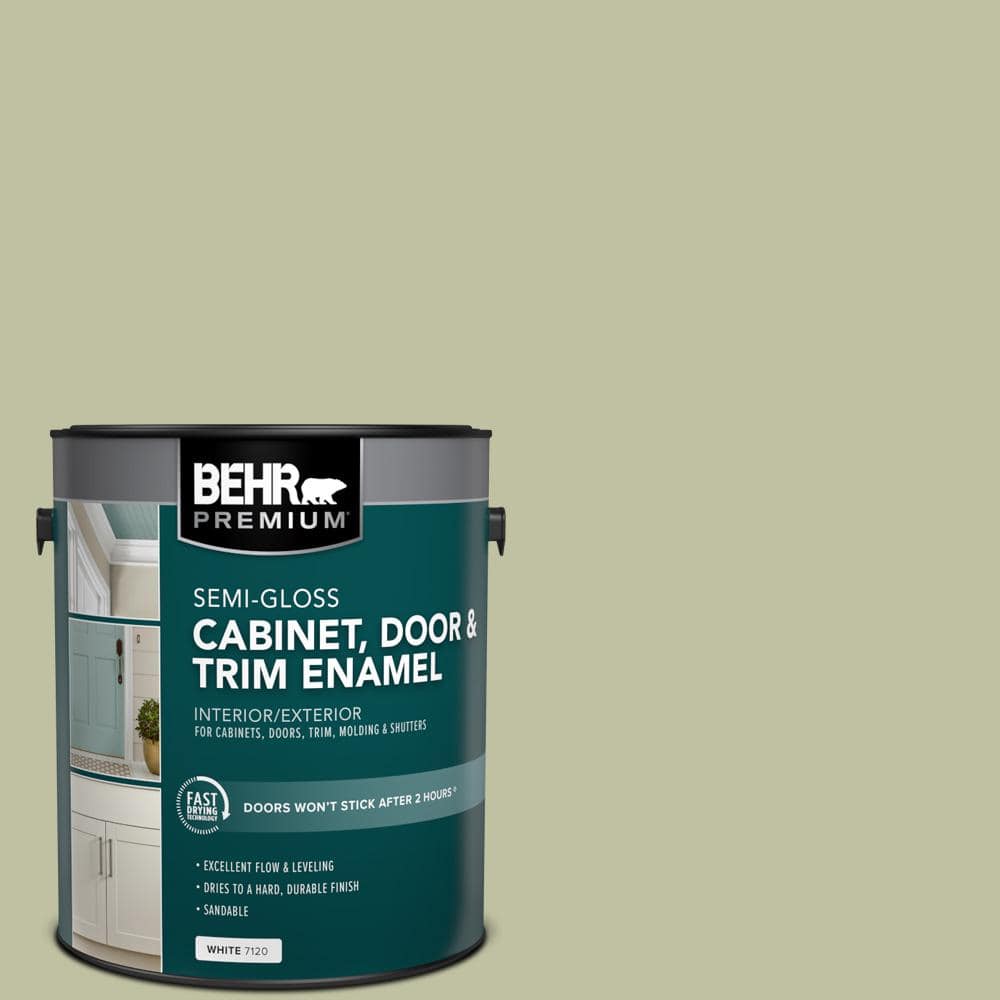 BEHR PREMIUM 1 gal. #S370-3 Sage Brush Semi-Gloss Enamel Interior/Exterior Cabinet, Door & Trim Paint (1)