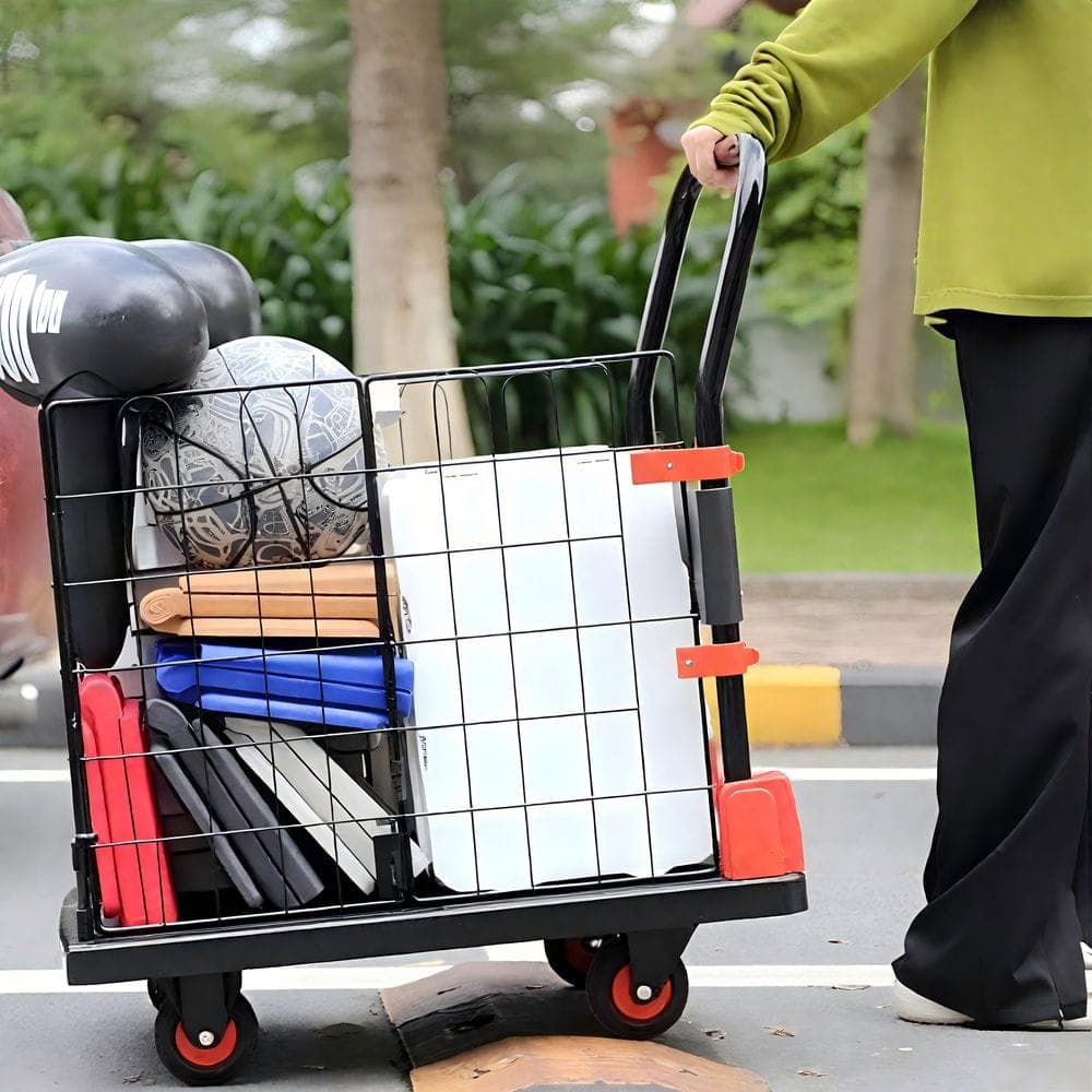 Tatayosi 330 lb. Capacity Foldable Platform Push Hand Truck Cart Basket Cage Cart (3)
