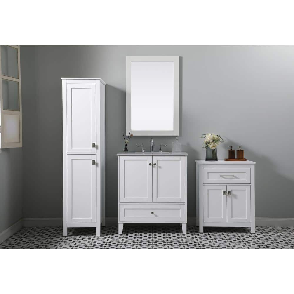 Unbranded Timeless Home 24 in. W x 16 in. D x 30 in. H White Freestanding Linen Cabinet (2)