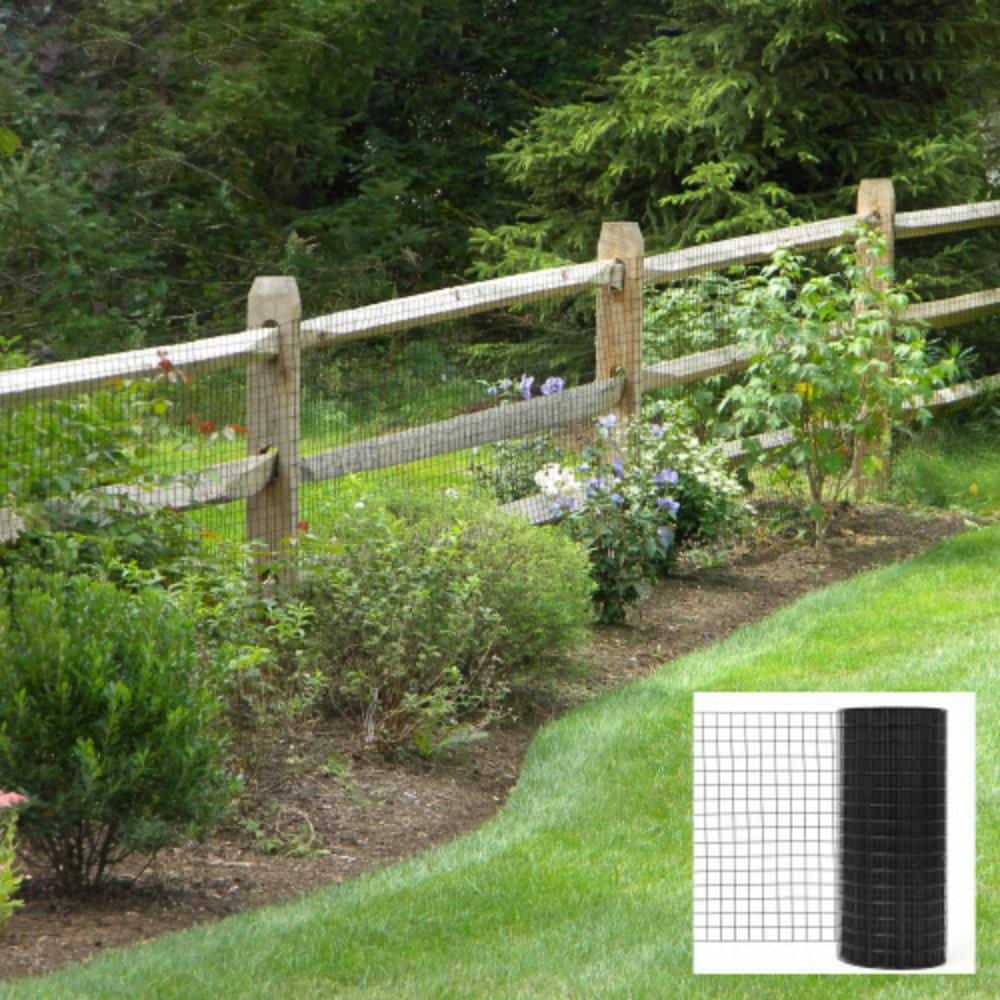 Silverpark 36 in. x 50 ft. 16-Gauge Black Vinyl Coated Mesh for Poultry-Netting Cage and Garden Plant, Precision Welding (3)