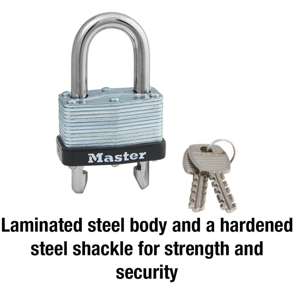 Master Lock Lock with Key, 1-3/4in. Wide, Adjustable Shackle (4)