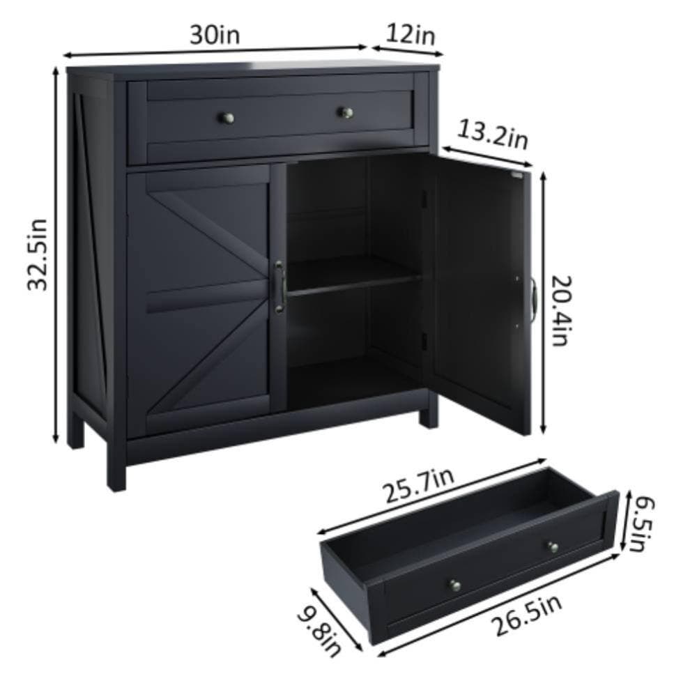 Unbranded 30 in. W x 12 in. D x 32.5 in. H Bathroom Black Linen Cabinet (2)