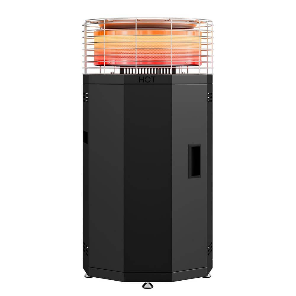 BOZTIY 34.8 in. H Patio Heater, 56,000 BTU 2-in-1 Propane Smokeless Stainless Steel Fire Pit Heater for Outdoor, Round