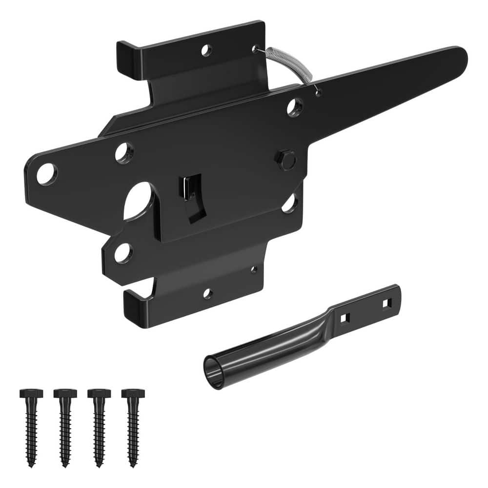 Unbranded Heavy Duty Self-Locking Gate Latch Black Powder Coated Steel for Outdoor Pool Garden Vinyl Wood Fence Gates