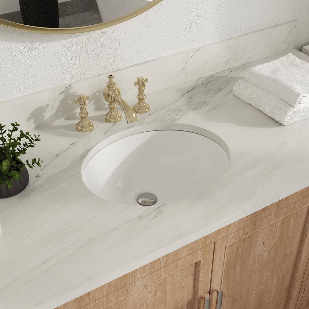 DEERVALLEY Liberty 17.32 in. x 14.57 in. Oval Bowl Undermount Bathroom Sink in White Vitreous China with Overflow Drain (1)
