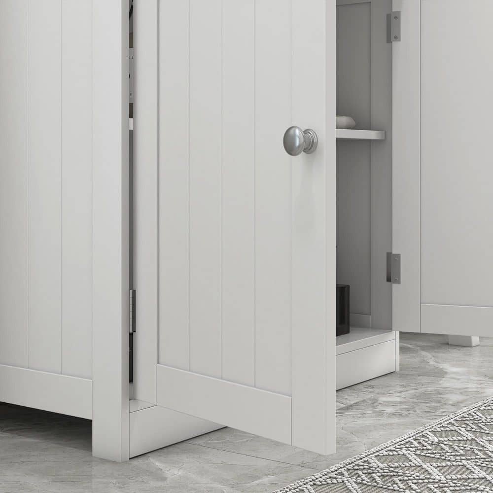 HOMCOM 11.75 in. W x 23.5 in. D x 23.5 in. H H Bath Vanity Cabinet without Top with 2 Doors in White (3)