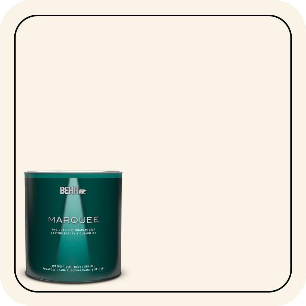 BEHR MARQUEE 1 qt. #W-D-200 Pot of Cream Semi-Gloss Enamel Interior Paint & Primer