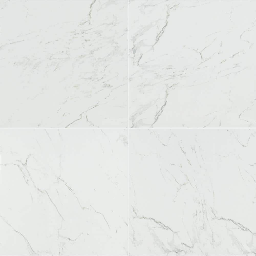 MSI Cararra 24 in. x 24 in. Polished Porcelain Marble Look Floor and Wall Tile (16 sq. ft./Case)