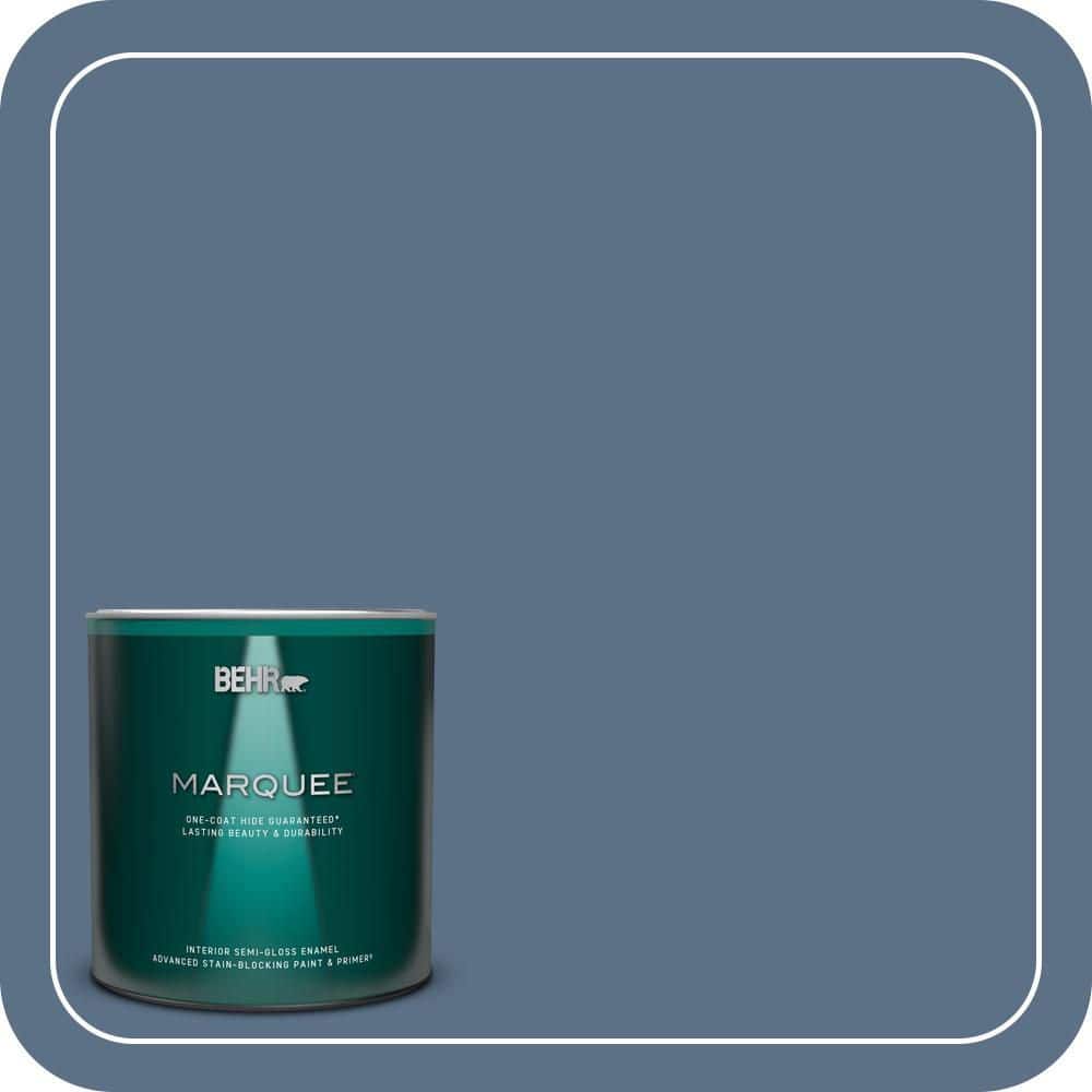 BEHR MARQUEE 1 qt. #S520-6 Layers of Ocean One-Coat Hide Semi-Gloss Enamel Interior Paint & Primer