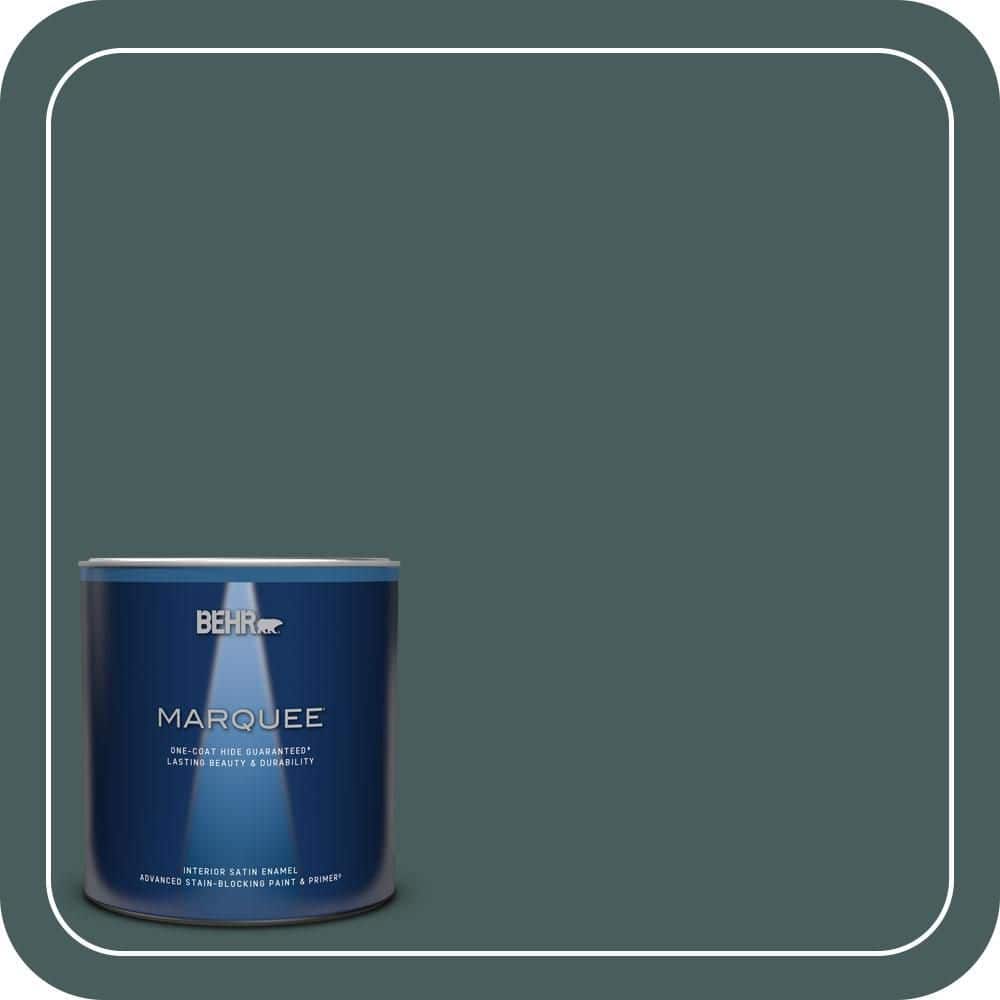 BEHR MARQUEE 1 qt. #490F-7 Jungle Green Satin Enamel Interior Paint & Primer