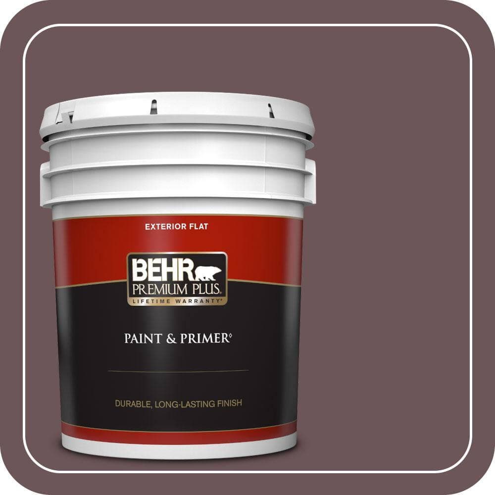 BEHR PREMIUM PLUS 5 gal. #N120-7 Grand Plum Flat Exterior Paint & Primer