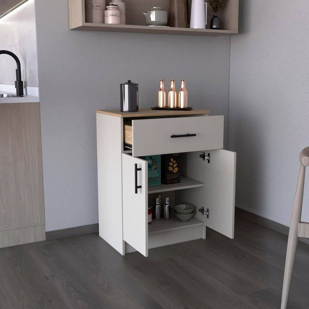 Tahanbath 23.60 in. W x 15.90 in. D x 33.50 in. H Wood Freestanding Linen Cabinet with 1-Drawer and 2-Shelves in Multicolor (2)