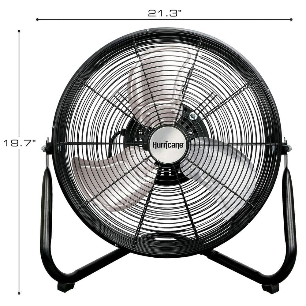 Hurricane 16 in. 3-Speed Floor Fan in Black with Wall Mount Bracket (2-Pack) (3)