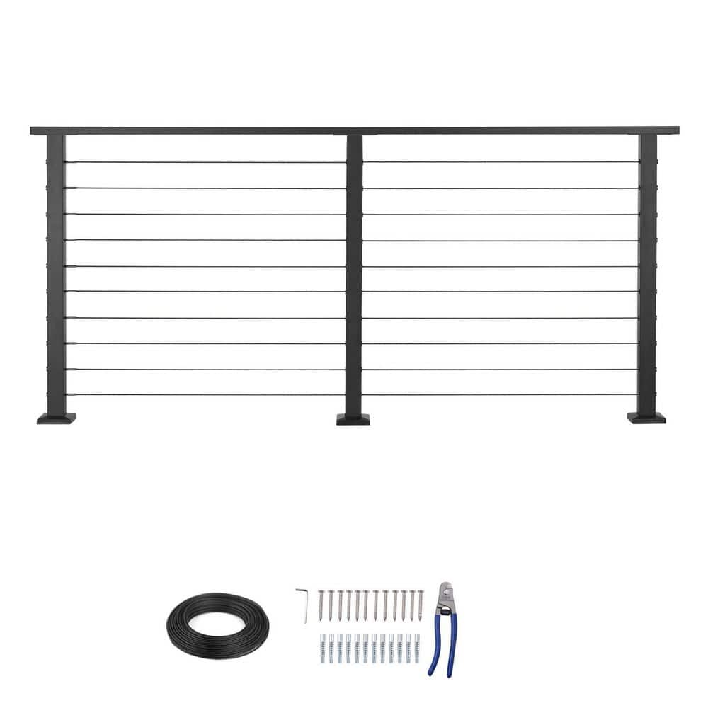 SVOPES 6.5 ft. Cable Railing Kit with 36.1 in. x 4.3 in. Matte Black Stainless Steel Stair Railing Kit and Adjustable Handrail (1)