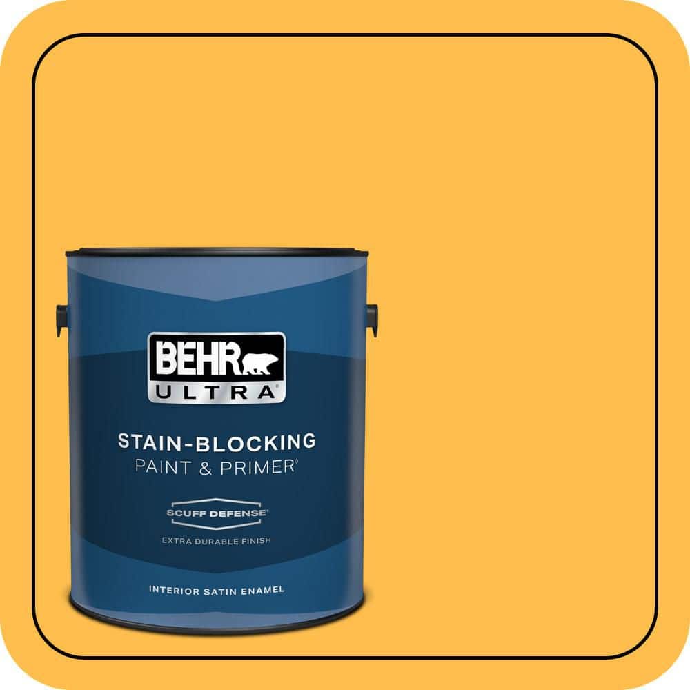 BEHR ULTRA 1 gal. #310B-6 Twenty Carat Extra Durable Satin Enamel Interior Paint & Primer