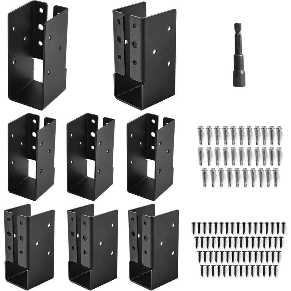 KIWDZFU 2 x 4 Concealed Flanges Mount Joist Hangers Powder Coated Solid Steel Plate for Indoor/Outdoor Beams, Hrails 8-Pack (1)