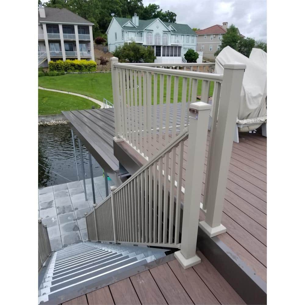 EZ Handrail 3 in. x 3 in. x 38 in. Clay Aluminum Post with Welded Base (2)